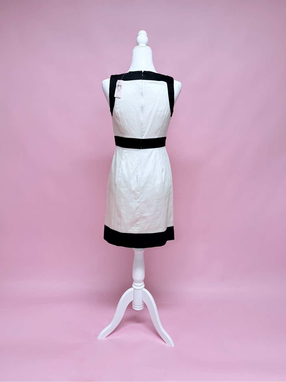 Ann Taylor Sleeveless Cream and Black Sheath Dress - Picture 6 of 8